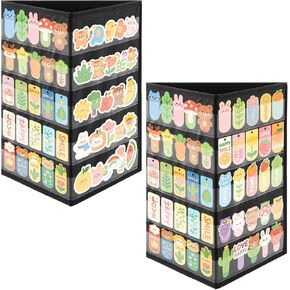 2 Pcs 3 Sides 5 Layers Portable Bookmark Display Stand, Foldable Bookmark Holder Desktop Display Rack for Retail Store Booth Craft Shows Fair Library No Assembly Required, Black, 16.5 x 40in in Saudi Arabia