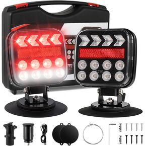 Wireless Trailer Lights, Adjustable Magnetic LED Trailer Lights with Reflectors, Fast Charge, Portable Rechargeable Tow Tail Light Kit for Trucks, Boats, RVs, Campers, Caravans, Cars, IP67 Waterproof in Saudi Arabia