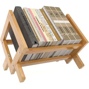 منظم أرفف الكتب على سطح الطاولة وسطح المكتب، رف كتب صغير، خيزران، 32 × 26 × 26 سم، منظم كتب خشبي، خزانة كتب صغيرة للمساحات الصغيرة in Kuwait