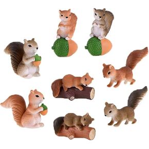 8 Pcs Squirrel Figures Animal Character Toys Cake Toppers, Squirrel Fairy Garden Miniature Figurines Collection Playset Christmas Birthday Gift Desk Decorations in Saudi Arabia