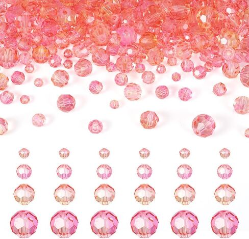 4 Strands Faceted Glass Beads Crystal 3/4/6/8mm Rondelle Transparent Glass Loose Spacer Beads for DIY Bracelet Necklace Wristband Keychain Jewelry Craft Making, Pale Violet Red in Kuwait