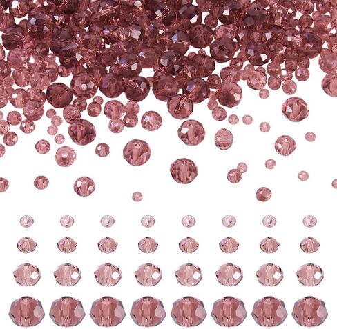 4 Strands Faceted Glass Beads Crystal 3/4/6/8mm Rondelle Transparent Glass Loose Spacer Beads for DIY Bracelet Necklace Wristband Keychain Jewelry Craft Making, Pale Violet Red in Kuwait