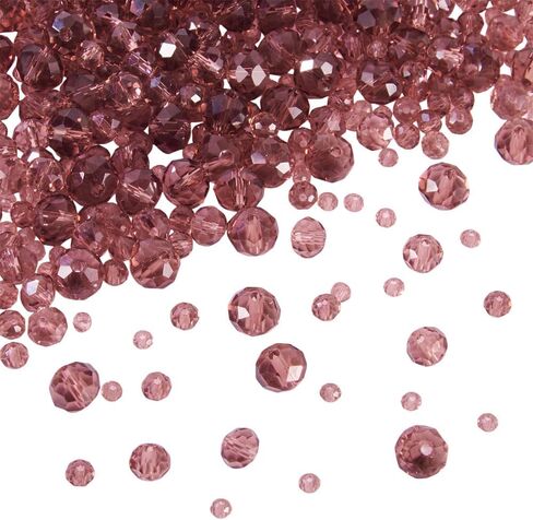 4 Strands Faceted Glass Beads Crystal 3/4/6/8mm Rondelle Transparent Glass Loose Spacer Beads for DIY Bracelet Necklace Wristband Keychain Jewelry Craft Making, Pale Violet Red in Kuwait