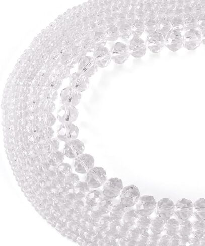 4 Strands Faceted Glass Beads Crystal 3/4/6/8mm Rondelle Transparent Glass Loose Spacer Beads for DIY Bracelet Necklace Wristband Keychain Jewelry Craft Making, Pale Violet Red in Kuwait