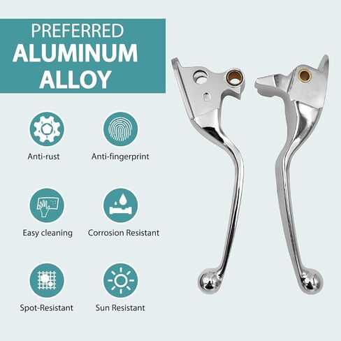 Premium Aluminum Motorcycle Brake & Clutch Lever Compatiable with Harley Street Glide FLHX Road King FLHR Road Glide FLTR FLHTCU 08-13 -Safety, Corrosion-Resistant, Smooth Brake, Chrome in Kuwait