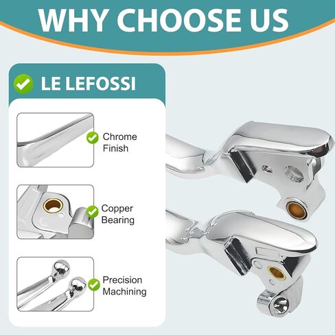 Premium Aluminum Motorcycle Brake & Clutch Lever Compatiable with Harley Street Glide FLHX Road King FLHR Road Glide FLTR FLHTCU 08-13 -Safety, Corrosion-Resistant, Smooth Brake, Chrome in Kuwait