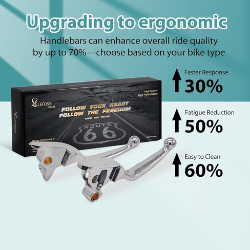 Premium Aluminum Motorcycle Brake & Clutch Lever Compatiable with Harley Street Glide FLHX Road King FLHR Road Glide FLTR FLHTCU 08-13 -Safety, Corrosion-Resistant, Smooth Brake, Chrome in Kuwait