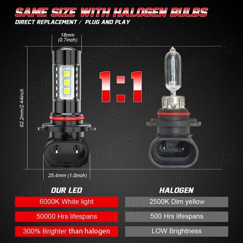 CHUSYYRAY Light Bulbs Compatible with Mitsubishi Raider 2006 2007 2008 2009, Driving Light Fog Light Combo Kit for Off Road, Halogen Replacement 6500K, IP67 Waterproof, Pack of 4 in Kuwait