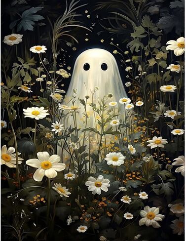 Halloween Stamped Cross Stitch Kits for Beginners Adults - Ghosts and Flowers Counted Cross Stitch Kits Needlepoint Cross-Stitch Patterns Dimensions Needlecrafts Embroidery Kits Arts and Crafts in Saudi Arabia