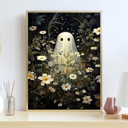Halloween Stamped Cross Stitch Kits for Beginners Adults - Ghosts and Flowers Counted Cross Stitch Kits Needlepoint Cross-Stitch Patterns Dimensions Needlecrafts Embroidery Kits Arts and Crafts in Saudi Arabia