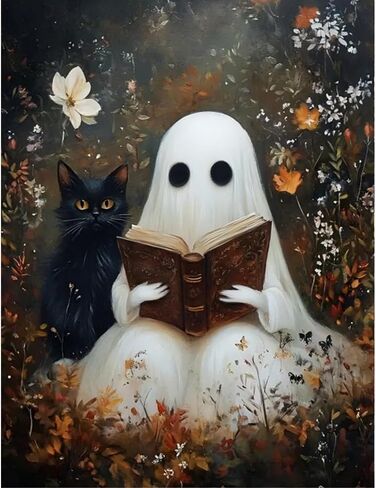 Halloween Stamped Cross Stitch Kits for Beginners Adults - Ghosts and Flowers Counted Cross Stitch Kits Needlepoint Cross-Stitch Patterns Dimensions Needlecrafts Embroidery Kits Arts and Crafts in Saudi Arabia