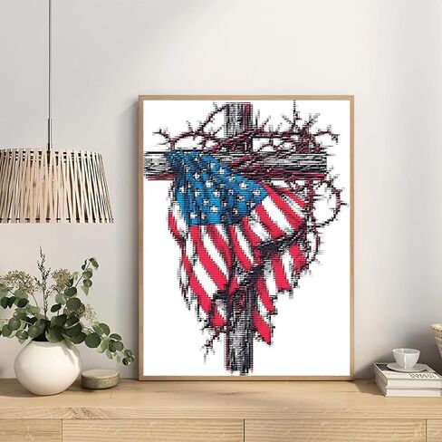 KFBXZIP DIY Flag and Religious 11CT Pre-Printed Cross Stitch Kit for Adults and Beginners, Easy Needlepoint Pattern for DIY Home Deecor and Crafts, 12x16 inch in Saudi Arabia