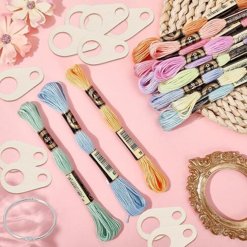12 Skeins Candy Color Embroidery Floss Variegated Colorful Friendship Bracelet String Polyester Cross Stitch Yarn Thread Bulk with Organizer and Rings for Hand Sewing Craft Bracelets Making in Kuwait