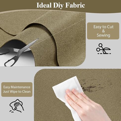 Foreate Waterproof Canvas Fabric by The Yard 600D Fade & UV Resistant Indoor Outdoor Oxford Fabric 58" W Upholstery Polyester Material for Patio Chairs Tent Camping DIY, 1 Yard Khaki in Saudi Arabia