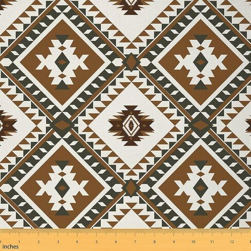 Erosebridal Western Boho Aztec Flannel Fabric by The Yard Red Rustic Farmhouse Upholstery Soft Fabric Southwestern Water-repellent‌ Fabric for Chairs Geometric Diamond Indoor Decor,1 Yard Not Stretchy in Kuwait