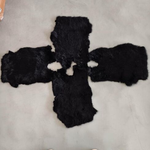 Bulk Craft Rabbit Skin Fur Pelt (5-Pack) - Premium Rabbit Pelts Fur Hide for Decor, Cat/Dog Toys, Sewing & Crafts Dye Black in Saudi Arabia