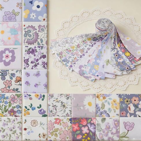 20 Piece Purple Jelly Roll Strips 2.5x20 Inch Precut Cotton Quilting Fabric, Floral Sewing Strips for Patchwork & DIY Crafts in Kuwait