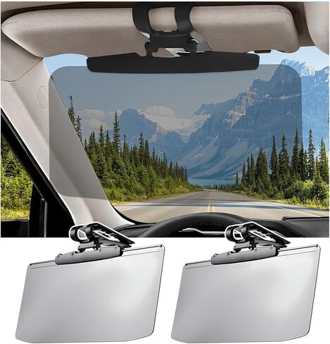 DXNQ 2PCS Sun Visor for Car, HD Anti-Glare Polarized Sunshade Extender Clip on Auto Sun Visor, Adjustable Vehicle Sun Shade Extension Protect from Sun Glare Snow Blindness UV Rays in Kuwait