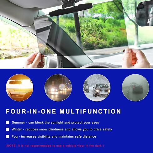 DXNQ 2PCS Sun Visor for Car, HD Anti-Glare Polarized Sunshade Extender Clip on Auto Sun Visor, Adjustable Vehicle Sun Shade Extension Protect from Sun Glare Snow Blindness UV Rays in Kuwait