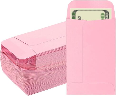 PATIKIL Money Envelope, 100 Pack 3.5" x 2.2" Cash Envelopes Money Holder Bags Budgeting Saving Challenge Letter for Gift Coins Checks Tickets Jewelry Passport Card, Pink in Kuwait