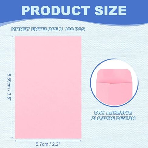 PATIKIL Money Envelope, 100 Pack 3.5" x 2.2" Cash Envelopes Money Holder Bags Budgeting Saving Challenge Letter for Gift Coins Checks Tickets Jewelry Passport Card, Pink in Kuwait