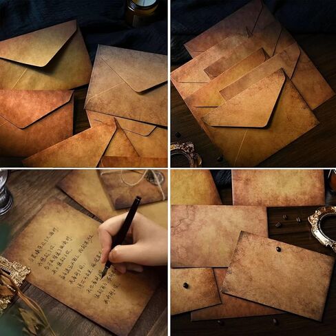 60 Pieces Vintage Stationary Paper and Envelopes Set, Writing Stationery Paper Letter and Envelopes Includes Sheets Antique Letter Papers, Kraft Envelopes, Retro Accessories, Rope in Kuwait
