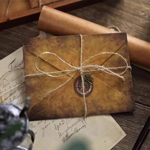 60 Pieces Vintage Stationary Paper and Envelopes Set, Writing Stationery Paper Letter and Envelopes Includes Sheets Antique Letter Papers, Kraft Envelopes, Retro Accessories, Rope in Kuwait