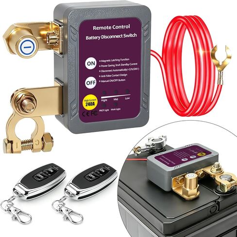Remote Battery Disconnect Switch12V/24V 240A, Battery Kill Switch with Anti-Shutdown Mode Voltage Protection, Prevent Battery Drain for Car Truck RV ATV Boat (Flat Installation) in Saudi Arabia