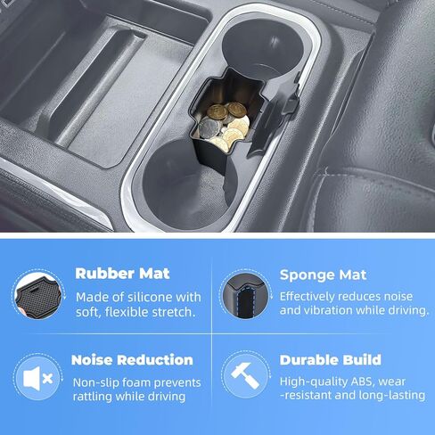 EDBETOS Center Console Coin Organizer Tray for 2019-2022 Chevy Silverado 1500 & GMC Sierra 1500/2020-2023 Silverado/Sierra 2500HD 3500HD Accessories Coin Holder Insert,Full Console Bucket Seats Only in Kuwait