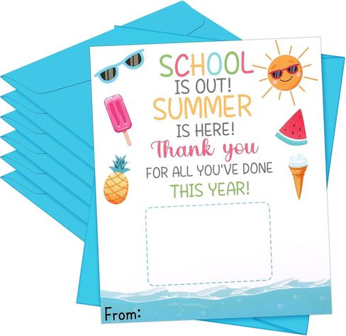 Gueevin 6 Pack Teacher Appreciation Cards with Envelopes Bulk Summer Thank You Cards for Teacher Appreciation Week End of Year and Graduation Gifts in Kuwait
