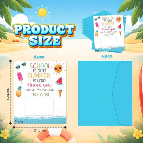 Gueevin 6 Pack Teacher Appreciation Cards with Envelopes Bulk Summer Thank You Cards for Teacher Appreciation Week End of Year and Graduation Gifts in Kuwait