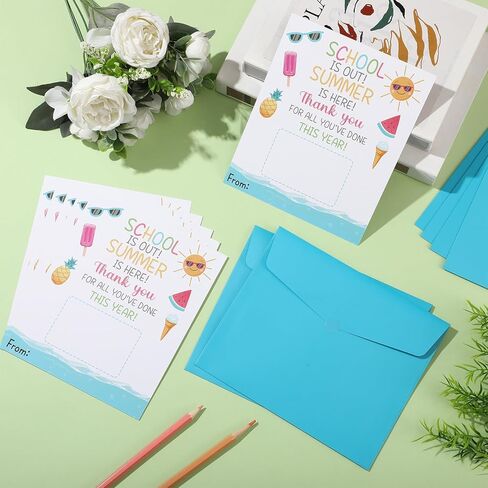 Gueevin 6 Pack Teacher Appreciation Cards with Envelopes Bulk Summer Thank You Cards for Teacher Appreciation Week End of Year and Graduation Gifts in Kuwait