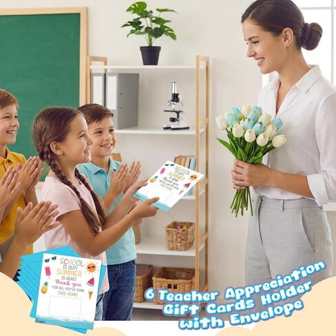 Gueevin 6 Pack Teacher Appreciation Cards with Envelopes Bulk Summer Thank You Cards for Teacher Appreciation Week End of Year and Graduation Gifts in Kuwait