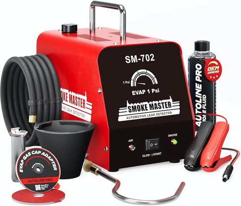 AutoLine Pro *2025 الطراز الجديد* آلة دخان عالية الحجم للسيارات (1 رطل لكل بوصة مربعة) - كاشف تسرب EVAP مع ضاغط هواء مدمج - موديل 702 - مجموعة أدوات كاشف دخان عادم الفراغ EVAP - أحمر in Kuwait