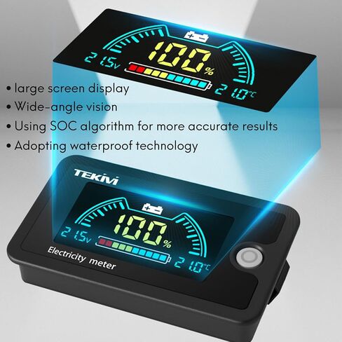 Battery Capacity Voltage Meter, 8-100V LCD Digital Battery Monitor, Lead Acid & Lithium Li-ion B-attery Tester, Universal B-attery Level Indicator for Golf Cart RV Marine Motorcycle Car Solar System in Kuwait