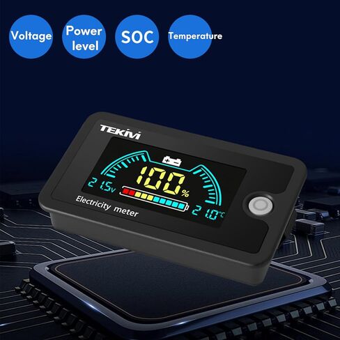 Battery Capacity Voltage Meter, 8-100V LCD Digital Battery Monitor, Lead Acid & Lithium Li-ion B-attery Tester, Universal B-attery Level Indicator for Golf Cart RV Marine Motorcycle Car Solar System in Kuwait