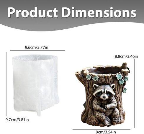 Raccoon Tree Stump Flower Pot Resin Mold, Animal Epoxy Resin Casting Silicone Mold for Candle Vessels Craft Planter Jewelry Pen Holder Container, Perfect for Birthday Gift Garden Home Decor in Saudi Arabia