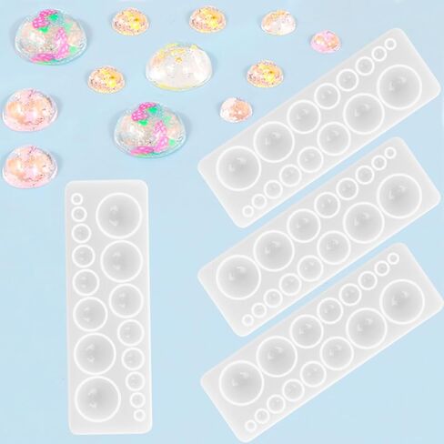 4 PCS Cabochon Gem Silicone Mold, Sphere Molds for Resin Clear Round Silicone Mold for Making Earrings Jewelry Making Crafting Projects in Kuwait