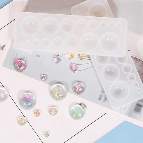 4 PCS Cabochon Gem Silicone Mold, Sphere Molds for Resin Clear Round Silicone Mold for Making Earrings Jewelry Making Crafting Projects in Kuwait