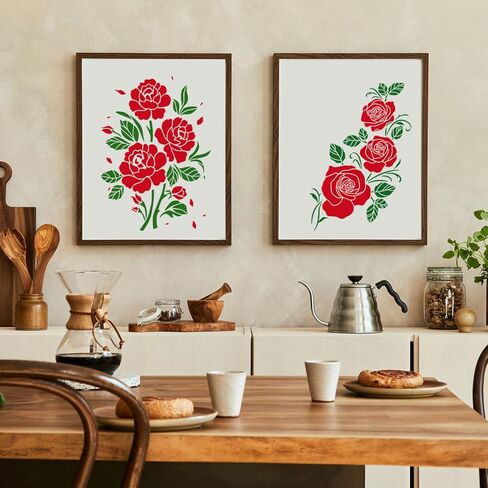 Flower Stencils for Painting Rose Stencil Reusable Floral Stencils for Wood Wall Furniture Fabrics DIY Crafts Decor in Saudi Arabia