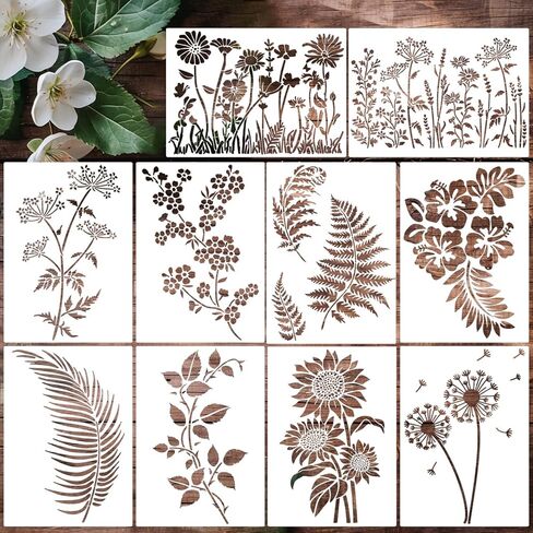 Flower Stencils for Painting Rose Stencil Reusable Floral Stencils for Wood Wall Furniture Fabrics DIY Crafts Decor in Saudi Arabia