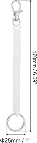 Retractable Coil Springs Keychain, 5 Pack Anti-lost Key Chain Holder Lanyard Cord with Metal Lobster Clasp Keyring 17cm for Keys Wallet, Solid white in Kuwait