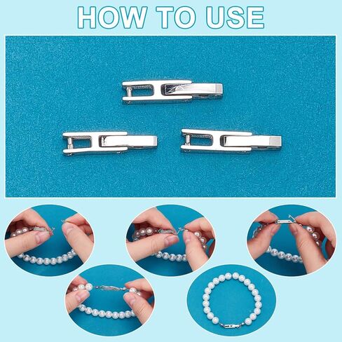 WEBEEDY 4 Pcs Fold Over Clasp Stainless Steel Watch or Bracelet Extension Clasp Silver Jewelry Making Clasps for Bracelet Repair Watch Strap Adjustments Christmas Birthday Gifts, 16x3.5mm in Kuwait