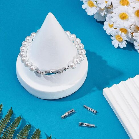 WEBEEDY 4 Pcs Fold Over Clasp Stainless Steel Watch or Bracelet Extension Clasp Silver Jewelry Making Clasps for Bracelet Repair Watch Strap Adjustments Christmas Birthday Gifts, 16x3.5mm in Kuwait