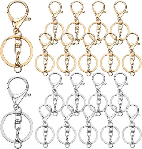20 Pcs Lobster Claw Clasps and Key Rings, Silver and Gold Key Chain Rings with Swivel Trigger Clip Metal Keychain Making Kit for DIY Craft Jewelry Making in Kuwait