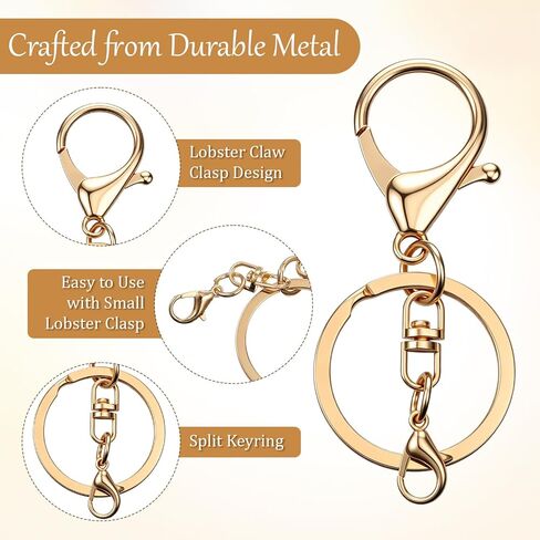 20 Pcs Lobster Claw Clasps and Key Rings, Silver and Gold Key Chain Rings with Swivel Trigger Clip Metal Keychain Making Kit for DIY Craft Jewelry Making in Kuwait