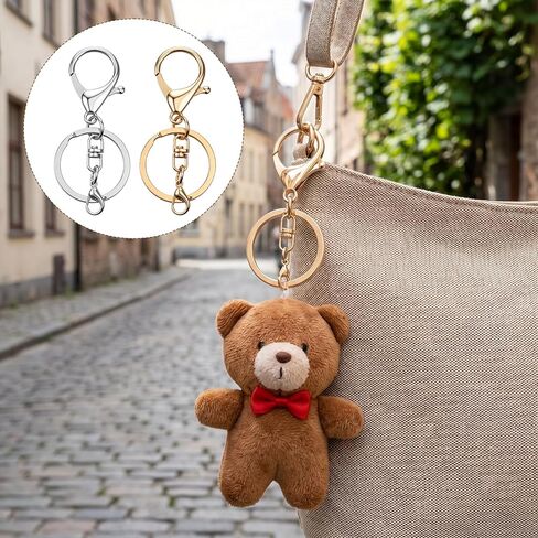 20 Pcs Lobster Claw Clasps and Key Rings, Silver and Gold Key Chain Rings with Swivel Trigger Clip Metal Keychain Making Kit for DIY Craft Jewelry Making in Kuwait