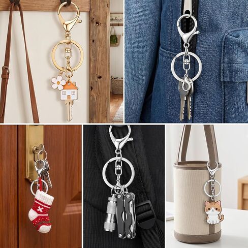 20 Pcs Lobster Claw Clasps and Key Rings, Silver and Gold Key Chain Rings with Swivel Trigger Clip Metal Keychain Making Kit for DIY Craft Jewelry Making in Kuwait