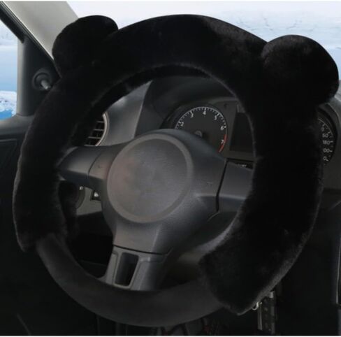 Car Steering Wheel Cover Cute Fluffy Steering Wheel Protector Universal Fit 15 Inch for Winter, Warm Non-Slip Interior Car Accessories(Rose Red) in Kuwait