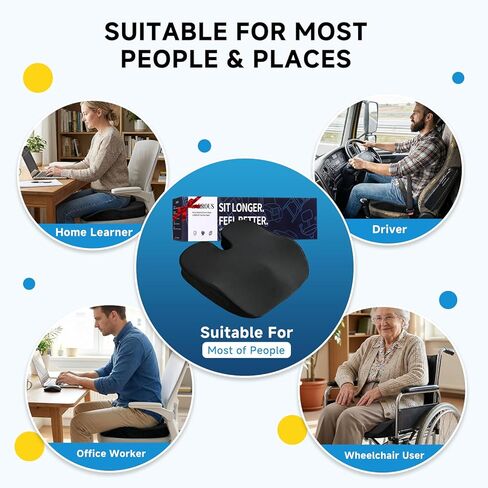 Seat Cushion for Office Chair - Cooling Honeycomb & Memory Foam 17.3" x 2.75" Tailbone Pain Relief Cushion, Ergonomic Desk Chair & Car Seat Cushion for Sciatica, Body Positioner in Saudi Arabia